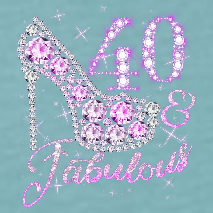 Fabulous & 40 Sparkly Shiny Heel 40th Birthday Sueded Cloud Jersey T-Shirt