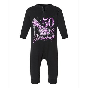 Fabulous & 50 Sparkly Shiny Heel 50th Birthday Infant Fleece One Piece