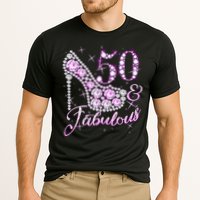 Fabulous & 50 Sparkly Shiny Heel 50th Birthday Performance Shirt