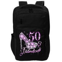 Fabulous & 50 Sparkly Shiny Heel 50th Birthday Impact Tech Backpack