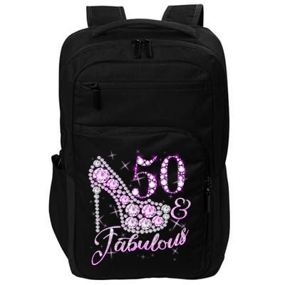 Fabulous & 50 Sparkly Shiny Heel 50th Birthday Impact Tech Backpack