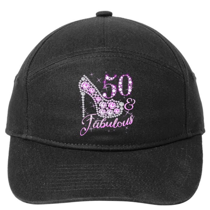 Fabulous & 50 Sparkly Shiny Heel 50th Birthday 7-Panel Snapback Hat