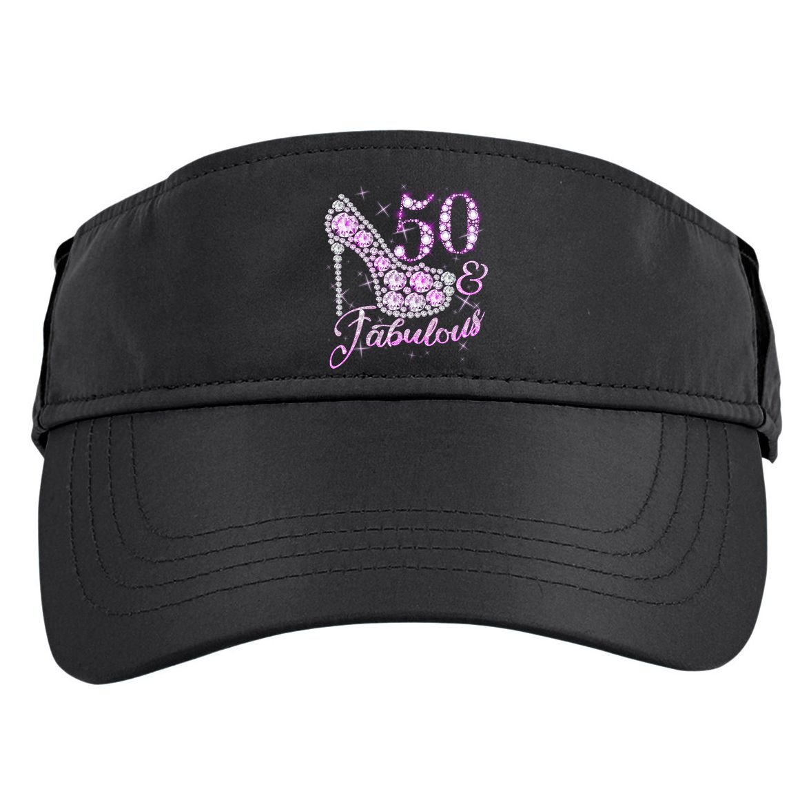 Fabulous & 50 Sparkly Shiny Heel 50th Birthday Adult Drive Performance Visor