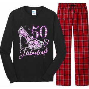 Fabulous & 50 Sparkly Shiny Heel 50th Birthday Long Sleeve Pajama Set