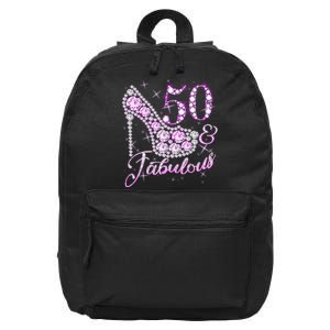 Fabulous & 50 Sparkly Shiny Heel 50th Birthday 16 in Basic Backpack