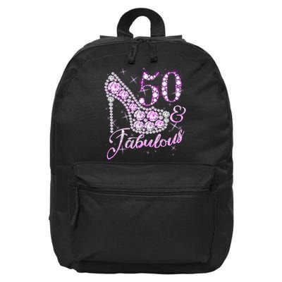 Fabulous & 50 Sparkly Shiny Heel 50th Birthday 16 in Basic Backpack