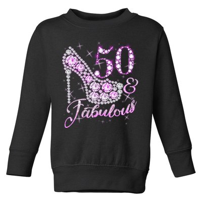 Fabulous & 50 Sparkly Shiny Heel 50th Birthday Toddler Sweatshirt