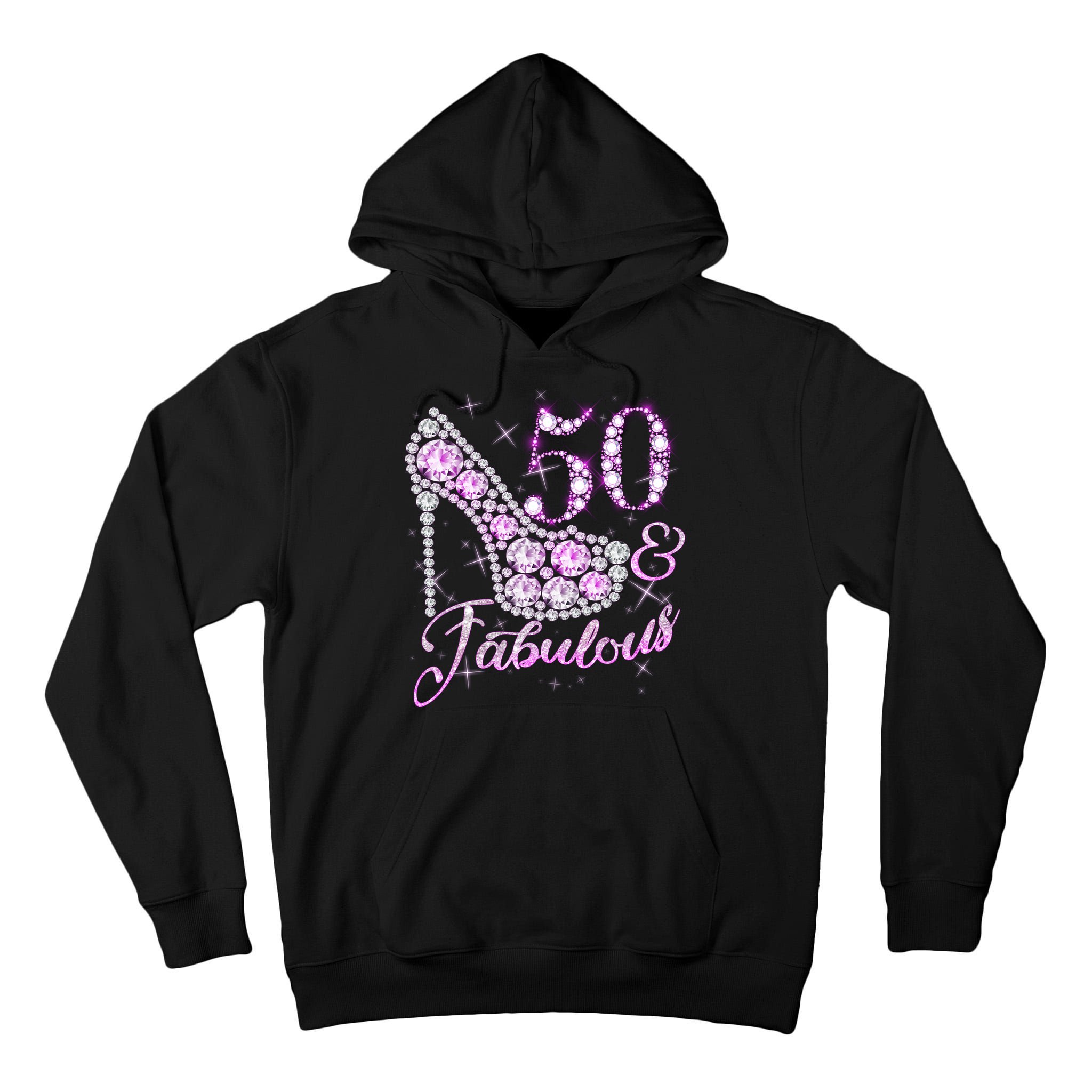 Fabulous & 50 Sparkly Shiny Heel 50th Birthday Tall Hoodie
