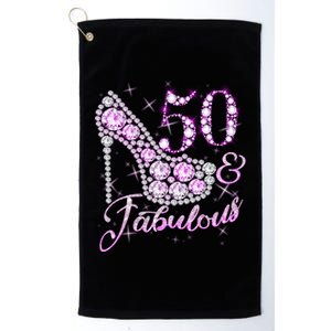 Fabulous & 50 Sparkly Shiny Heel 50th Birthday Platinum Collection Golf Towel