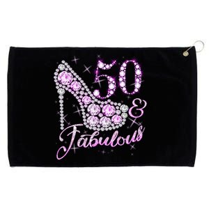 Fabulous & 50 Sparkly Shiny Heel 50th Birthday Grommeted Golf Towel