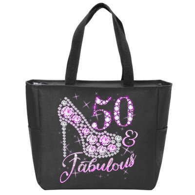 Fabulous & 50 Sparkly Shiny Heel 50th Birthday Zip Tote Bag