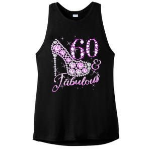 Fabulous & 60 Sparkly Shiny Heel 60th Birthday Ladies PosiCharge Tri-Blend Wicking Tank