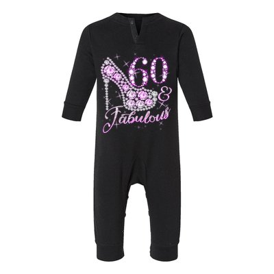 Fabulous & 60 Sparkly Shiny Heel 60th Birthday Infant Fleece One Piece