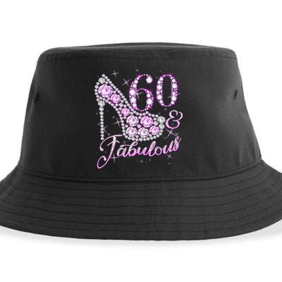 Fabulous & 60 Sparkly Shiny Heel 60th Birthday Sustainable Bucket Hat
