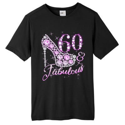 Fabulous & 60 Sparkly Shiny Heel 60th Birthday Tall Fusion ChromaSoft Performance T-Shirt