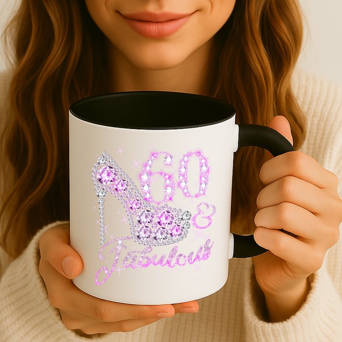 Fabulous & 60 Sparkly Shiny Heel 60th Birthday Mug
