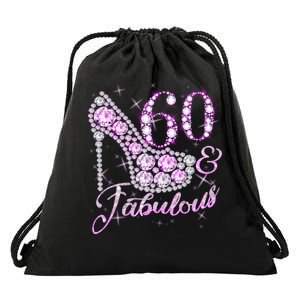 Fabulous & 60 Sparkly Shiny Heel 60th Birthday Drawstring Bag