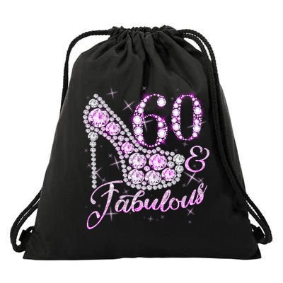 Fabulous & 60 Sparkly Shiny Heel 60th Birthday Drawstring Bag