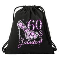 Fabulous & 60 Sparkly Shiny Heel 60th Birthday Drawstring Bag