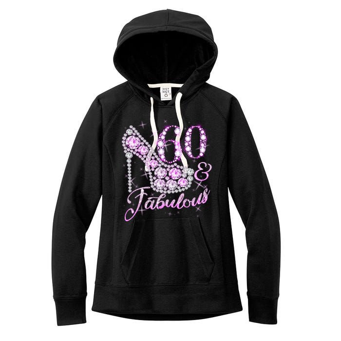 Fabulous & 60 Sparkly Shiny Heel 60th Birthday Women's Fleece Hoodie