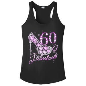 Fabulous & 60 Sparkly Shiny Heel 60th Birthday Ladies PosiCharge Competitor Racerback Tank