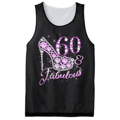 Fabulous & 60 Sparkly Shiny Heel 60th Birthday Mesh Reversible Basketball Jersey Tank