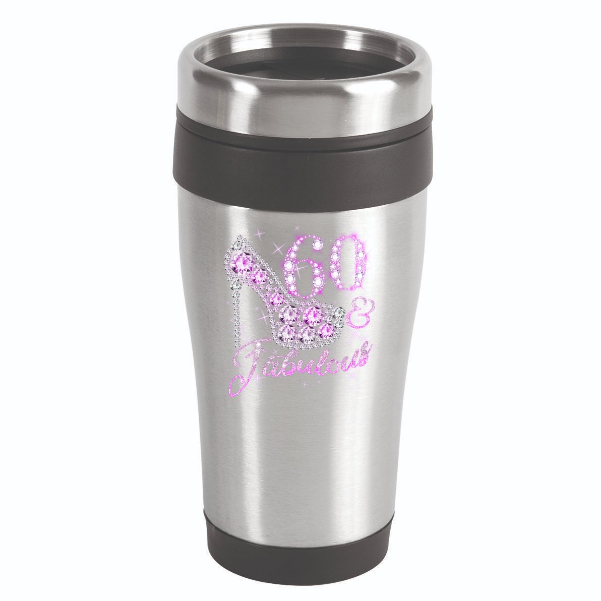 Fabulous & 60 Sparkly Shiny Heel 60th Birthday 16oz Travel Tumbler