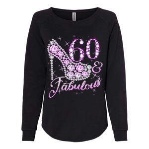 Fabulous & 60 Sparkly Shiny Heel 60th Birthday Womens California Wash Sweatshirt