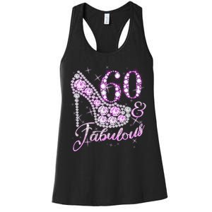 Fabulous & 60 Sparkly Shiny Heel 60th Birthday Women's Racerback Tank