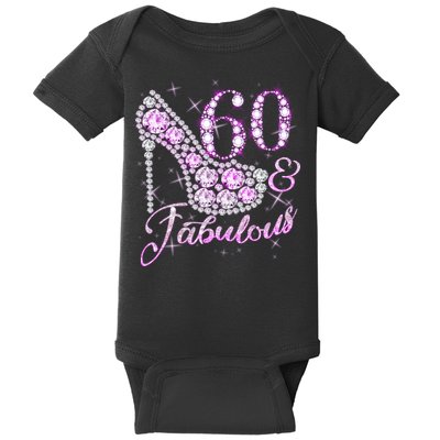 Fabulous & 60 Sparkly Shiny Heel 60th Birthday Baby Bodysuit