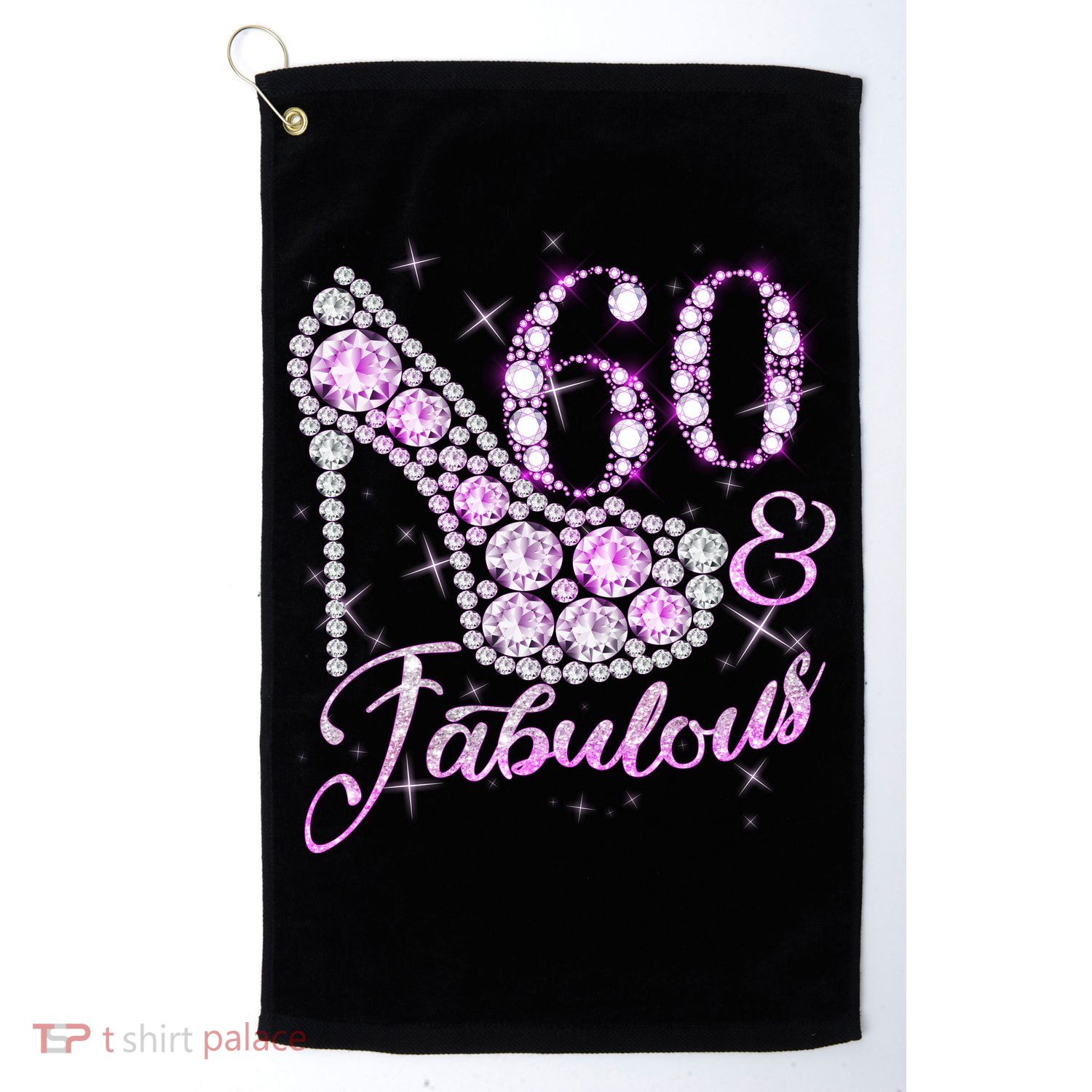 Fabulous & 60 Sparkly Shiny Heel 60th Birthday Golf Towel