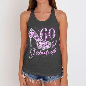 Fabulous & 60 Sparkly Shiny Heel 60th Birthday Women's Knotted Racerback Tank