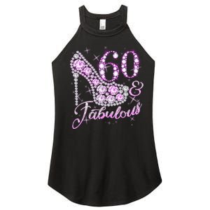 Fabulous & 60 Sparkly Shiny Heel 60th Birthday Women's Perfect Tri Rocker Tank