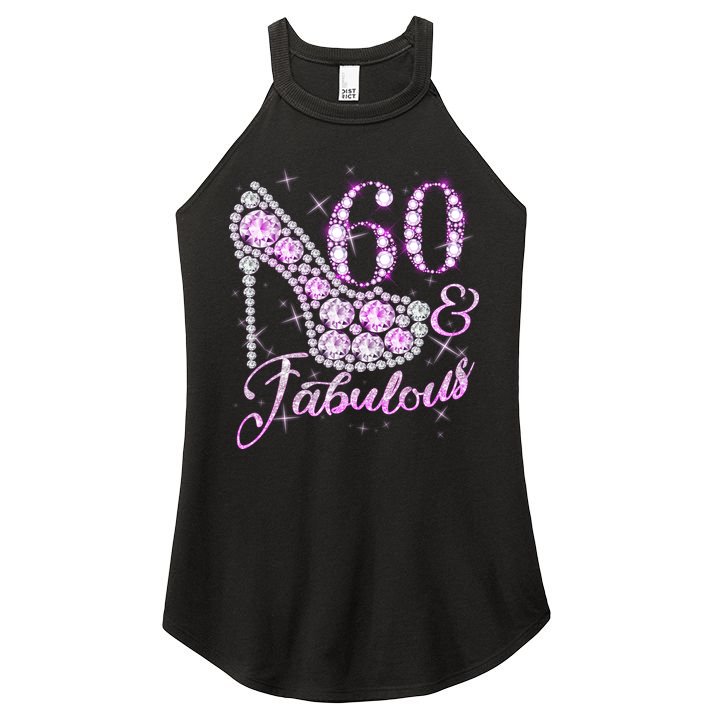 Fabulous & 60 Sparkly Shiny Heel 60th Birthday Women's Perfect Tri Rocker Tank