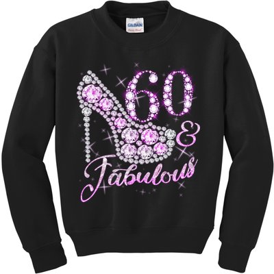 Fabulous & 60 Sparkly Shiny Heel 60th Birthday Kids Sweatshirt