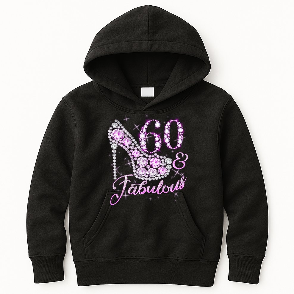 Fabulous & 60 Sparkly Shiny Heel 60th Birthday Kids Hoodie