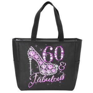 Fabulous & 60 Sparkly Shiny Heel 60th Birthday Zip Tote Bag