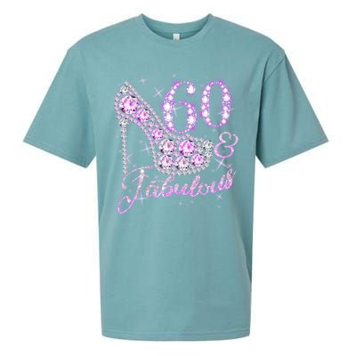 Fabulous & 60 Sparkly Shiny Heel 60th Birthday Sueded Cloud Jersey T-Shirt