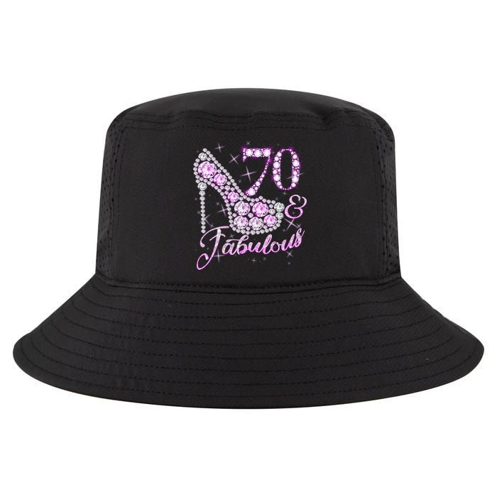 Fabulous & 70 Sparkly Shiny Heel 70th Birthday Cool Comfort Performance Bucket Hat