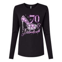 Fabulous & 70 Sparkly Shiny Heel 70th Birthday Womens Cotton Relaxed Long Sleeve T-Shirt