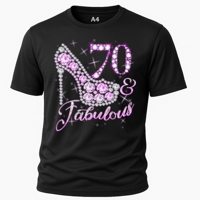 Fabulous & 70 Sparkly Shiny Heel 70th Birthday Performance Shirt