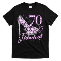 Fabulous & 70 Sparkly Shiny Heel 70th Birthday T-Shirt