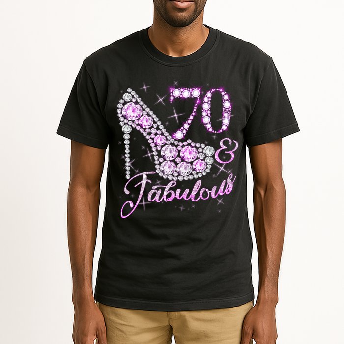 Fabulous & 70 Sparkly Shiny Heel 70th Birthday Tall T-Shirt
