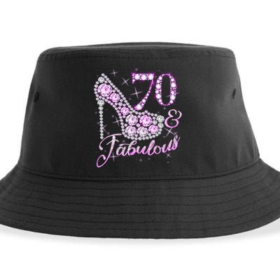 Fabulous & 70 Sparkly Shiny Heel 70th Birthday Sustainable Bucket Hat