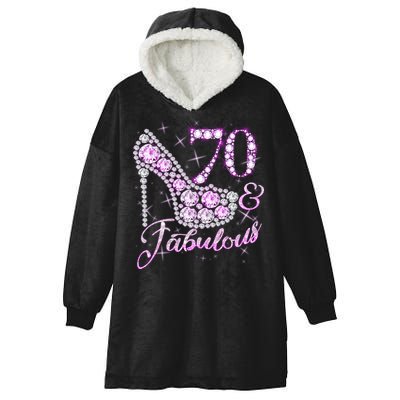 Fabulous & 70 Sparkly Shiny Heel 70th Birthday Hooded Wearable Blanket