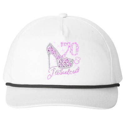 Fabulous & 70 Sparkly Shiny Heel 70th Birthday Snapback Five-Panel Rope Hat