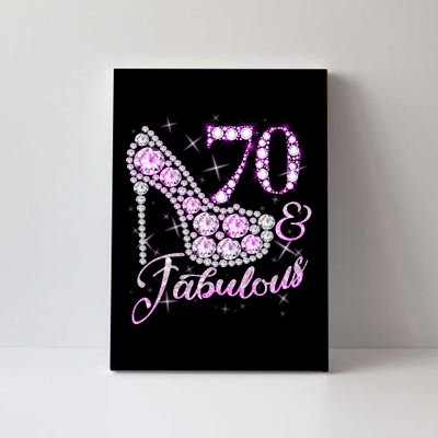 Fabulous & 70 Sparkly Shiny Heel 70th Birthday Canvas