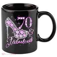 Fabulous & 70 Sparkly Shiny Heel 70th Birthday 11oz C Handle Ceramic Mug