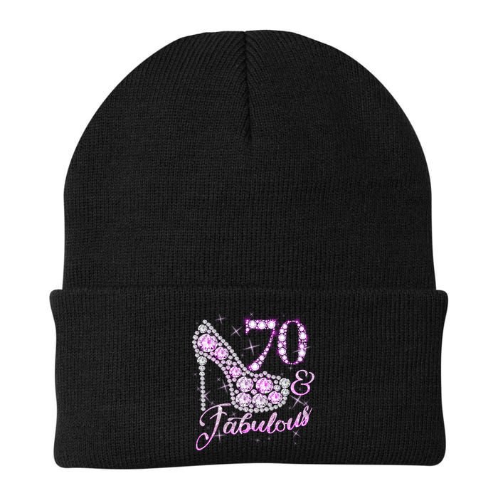Fabulous & 70 Sparkly Shiny Heel 70th Birthday Beanie