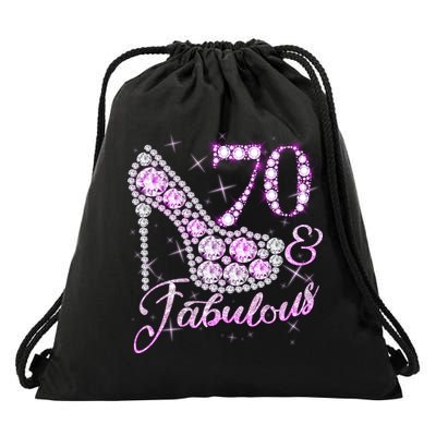 Fabulous & 70 Sparkly Shiny Heel 70th Birthday Drawstring Bag